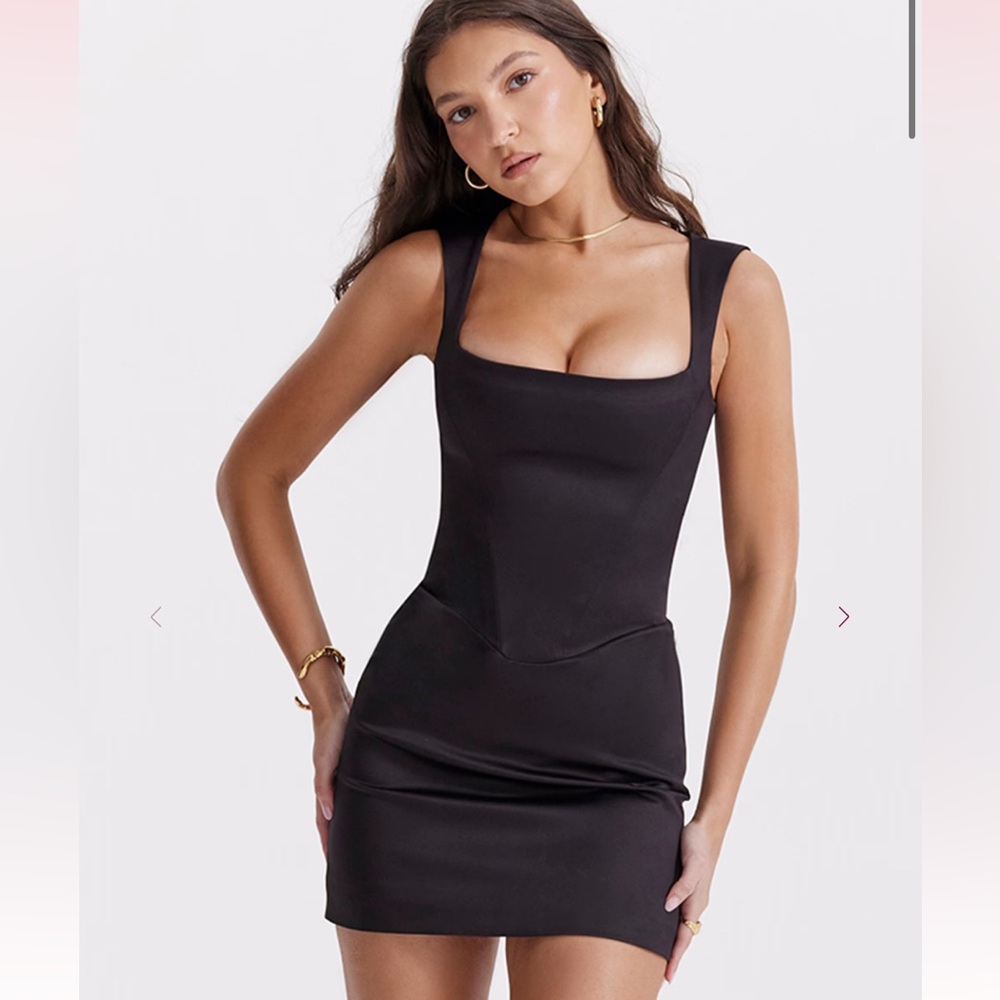 House of CB Black Enya Corset Dress NWT